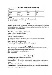 English Worksheet: Drama role play - 12 animals of the chinese zodiac