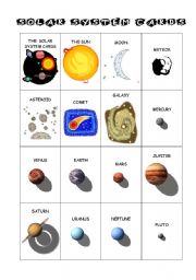 English Worksheet: Solar System Card Game