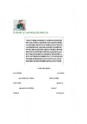 English Worksheet: Family  Wordsearch