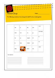 English worksheet: WORD CHOP