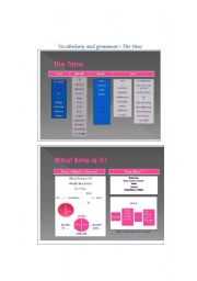 English Worksheet: Vacabulary and grammar : The time