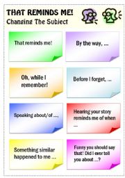 English Worksheet: Changing the subject - Conversation Cards