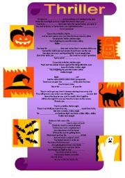 English Worksheet: halloween song:  Thriller