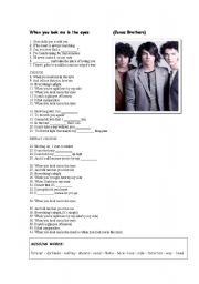English Worksheet: When you look me in the eyes (Jonas Brothers)