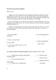 English worksheet: READING