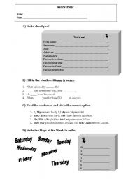 English Worksheet: Revision Worksheet