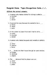 English Worksheet: occupation