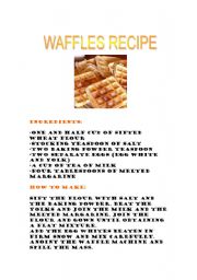 English worksheet: waffles recipe