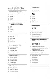 English worksheet: English test