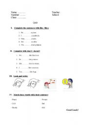 English Worksheet: quiz