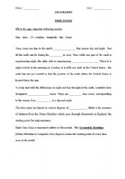 English worksheet: Time zones