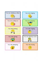 English Worksheet: Present Progressive cards