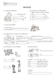 English Worksheet: written test