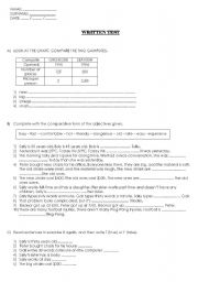 English worksheet: written test