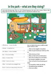 English Worksheet: IN THE PARK