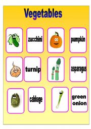 English Worksheet: Vegetables Mini flashcards ( part 3 of 3) +  worksheet