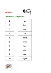 English worksheet: NUMBERS