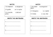 English worksheet: Make sentences about animals