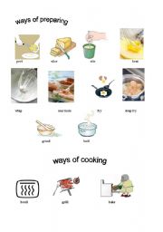 English Worksheet: Equipment and Ways of Preparing and Cooking