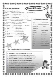 English Worksheet: PRESENT SIMPLE 2 PAGES