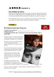 English Worksheet: ADELE SONG- BRIT AWARDS 08 (PART 1)