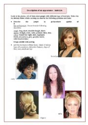 English Worksheet: Physical description 3 - hairstyle