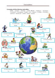 English Worksheet: Nationalities