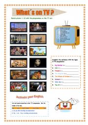 English Worksheet: Whats on TV?