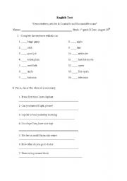 English worksheet: uses of demonstratives and uses of A or AN