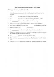 English Worksheet: Need, Neednt and Should Exercise 
