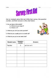 English worksheet: First Aid Mingle