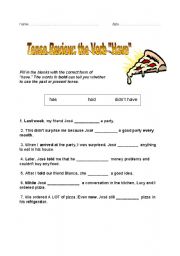 English worksheet: Present & Past of 