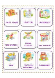 English Worksheet: PLACES CARDS FIRST SET