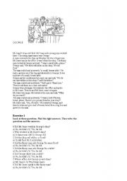 English worksheet: reading comprehension