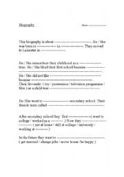 English worksheet: writing a biography