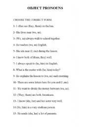 English Worksheet: OBJECT PRONOUNS