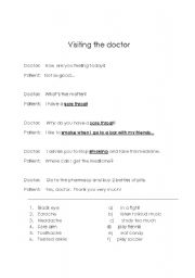 English Worksheet: Visiting the doctor - Conversation