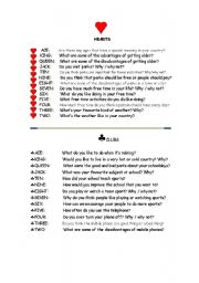 English Worksheet: Speaking Card Game