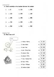 English Worksheet: Listening and Speaking Test