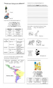 English Worksheet: People and things are different