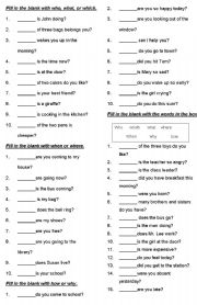 English Worksheet: WH- questions