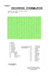 English worksheet: Crossword Puzzle Food