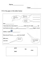 English worksheet: my new school