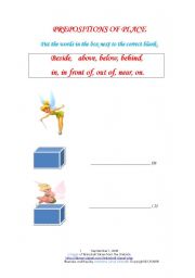 English worksheet: Prepositions of Place Tinkerbell