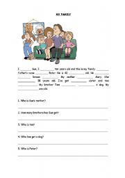 English Worksheet: My family