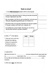 English Worksheet: Back To School