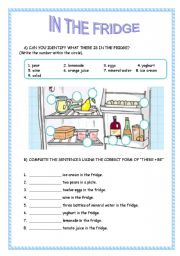 English Worksheet: IN THE FRIDGE / FOOD AND DRINKS