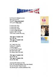 English Worksheet: Song AMERICAN LIFE by Madonna