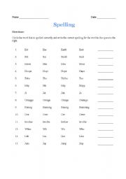 English worksheet: spelling