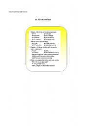 English Worksheet: prepositions in , on , at